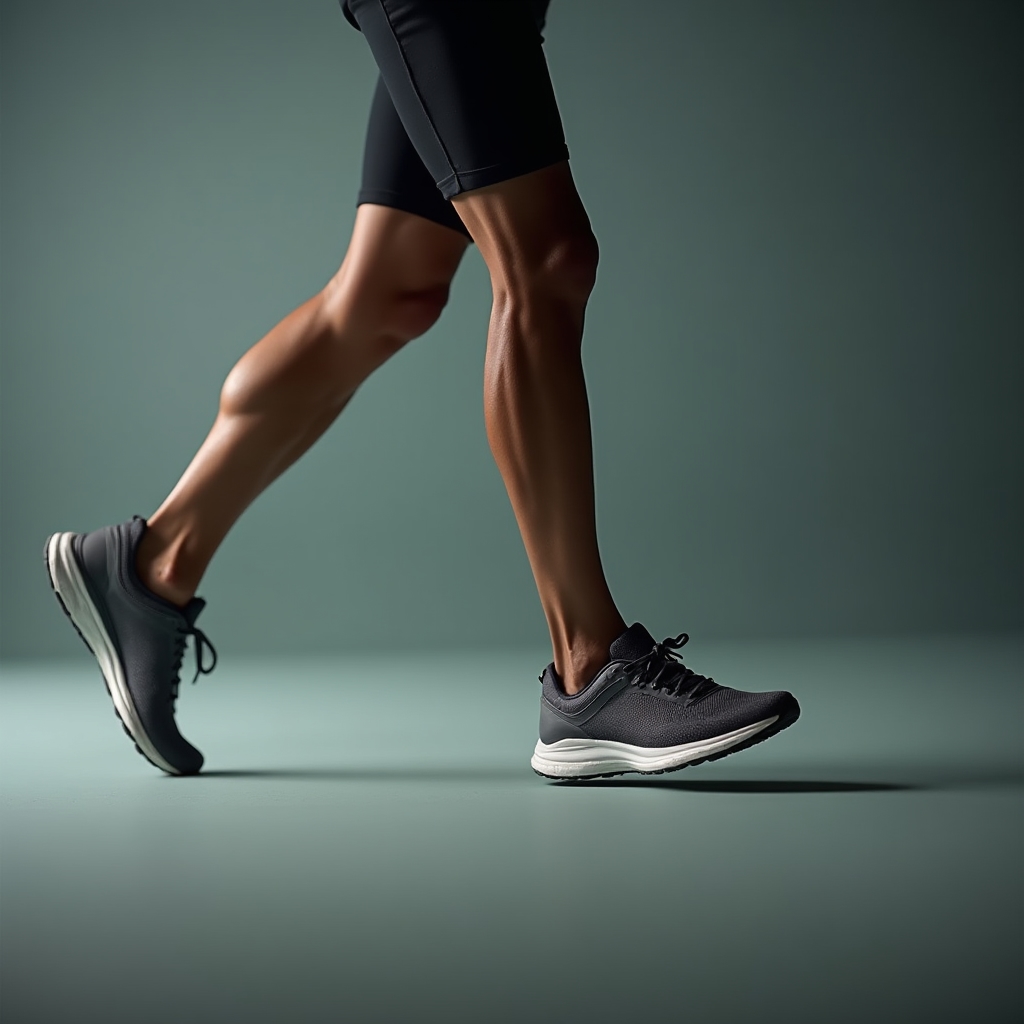 Slow-motion video frame showing a runner's knee angle during ground contact analysis